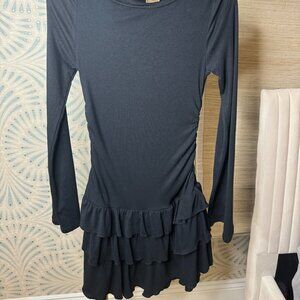 Free People Size Small Good Feels Ruffle Long-Sleeve Mini
